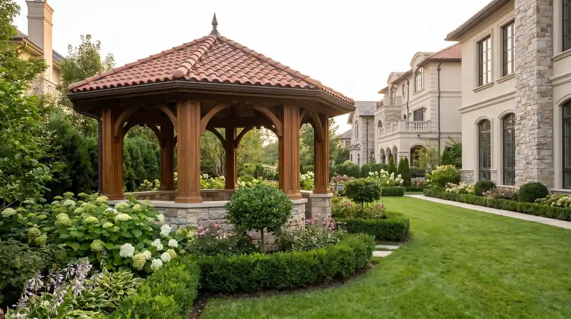 Gazebo seating amenity for land for sale in Shadnagar