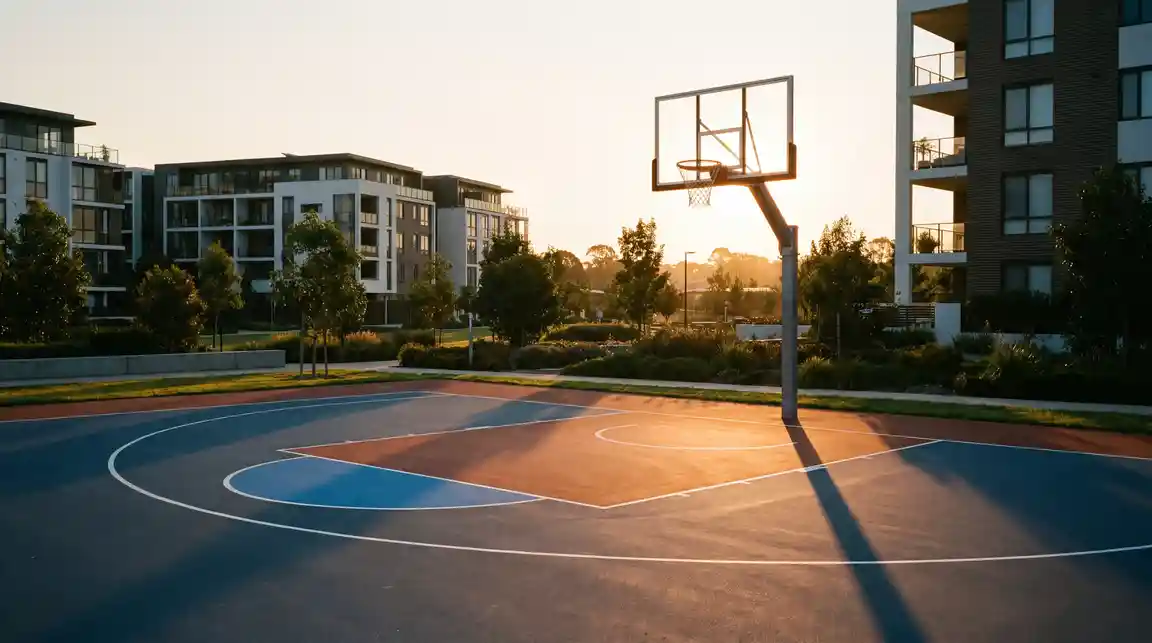 Basketball court amenity for affordable plots in Shadnagar